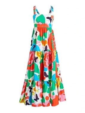 J. Crew Cross Back Empire Waist Maxi Dress Ratti Jardin Floral Print Sz 8